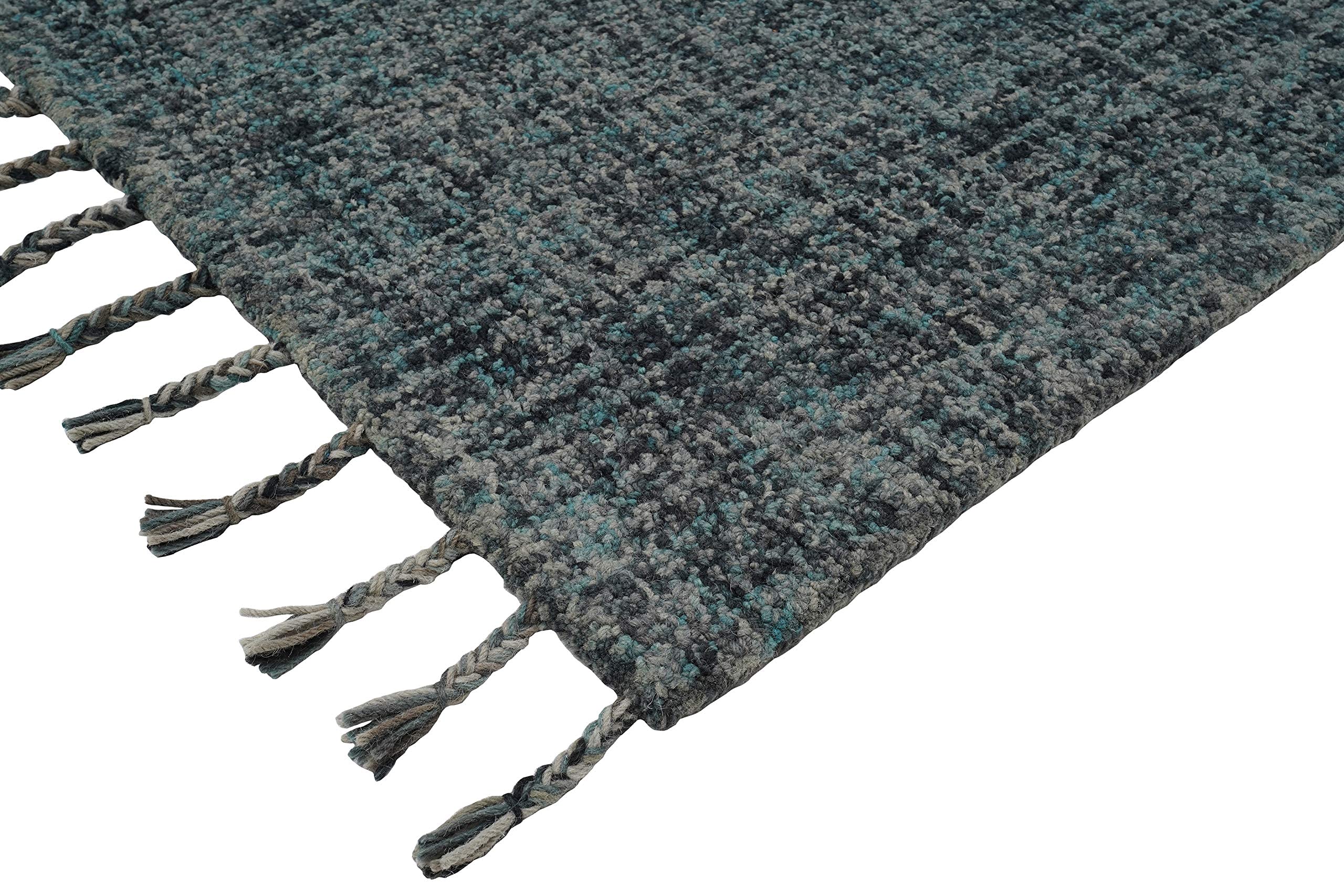 Handmade Nomad Midnight Blue Wool Rug - Natural Fiber, Easy Maintenance - 3'6