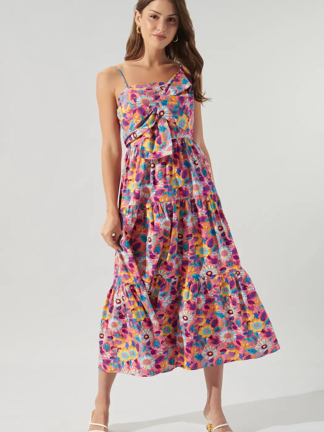 Floral Poplin Maxi Dress for Women - Summer Boho Long Dress with Pockets, Beach Wedding Guest Dress, Vacation & Party Wear