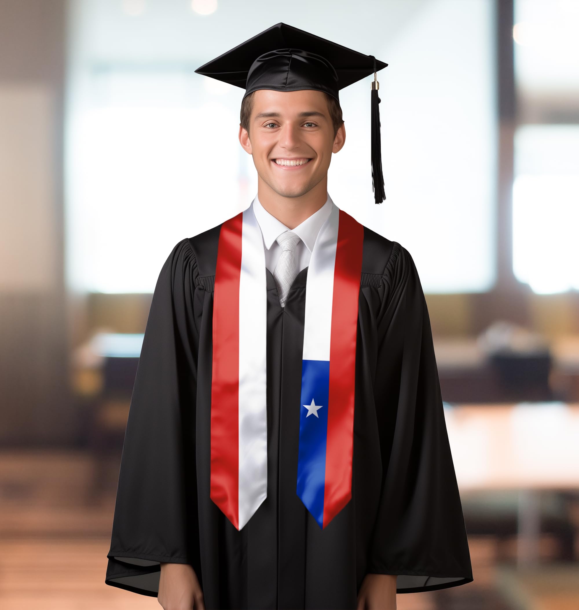 Unisex Graduation Stole Sash - 72 Inch Long Flag Design for Adults - Perfect Graduation Gift for Ceremonies & Celebrations