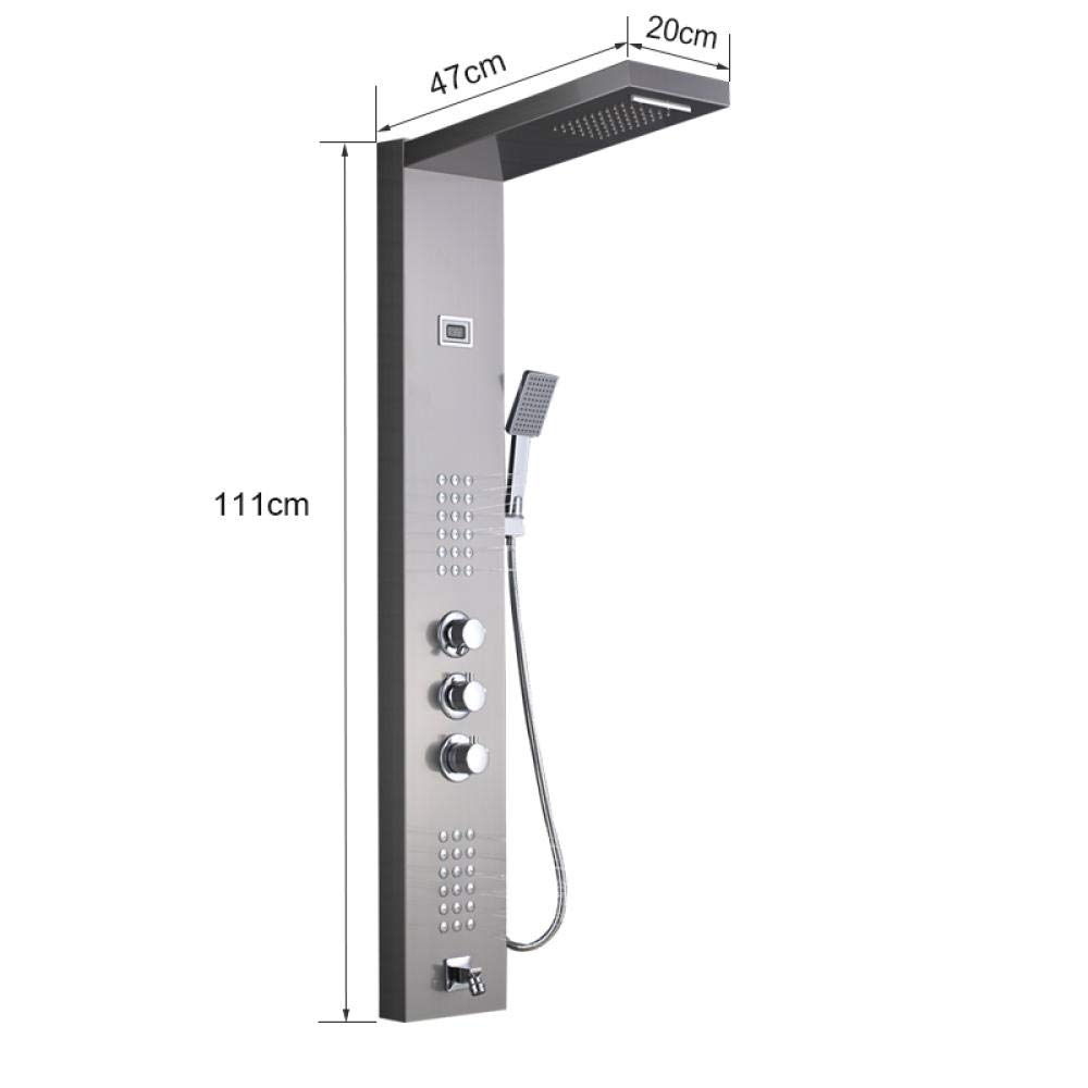 Brushed Nickel Wall Mounted Bathroom Shower Panel with Adjustable Plastic Hand Shower - Perfect for Modern Home Spa Experience and Luxury Bathroom Upgrade