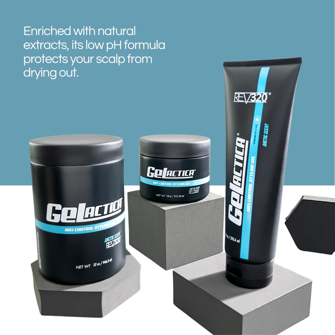 Gelactica Max Control Hair Gel for Men – Alcohol-Free Strong Hold Styling Gel with Natural Extracts | Long-Lasting Hold & Shine | Slick Back, Pompadour & Fade Hairstyles | Perfect for Daily Styling, Work & Special Occasions