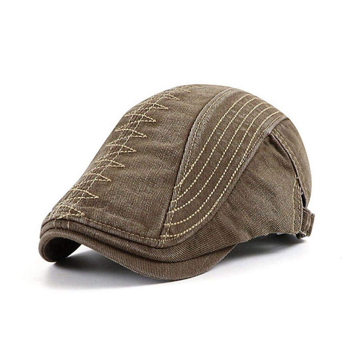 JNKET Men's Washed Cotton Flat Cap - Adjustable Vintage Newsboy Hat for Driving, Casual Wear & Outdoor Activities | Duckbill Design, Breathable Cotton Fabric, One Size Fits Most