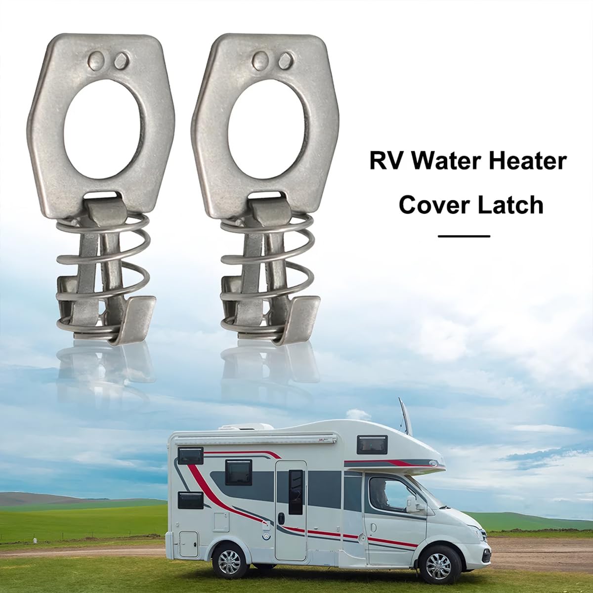 BESULEN 2PCS RV Water Heater Cam Lock - Stainless Steel Auto Camper Latch for Hot Water Heater Door - Universal Fastener Cover for Motorhome & Caravan - Perfect for Outdoor Camping & RV Maintenance