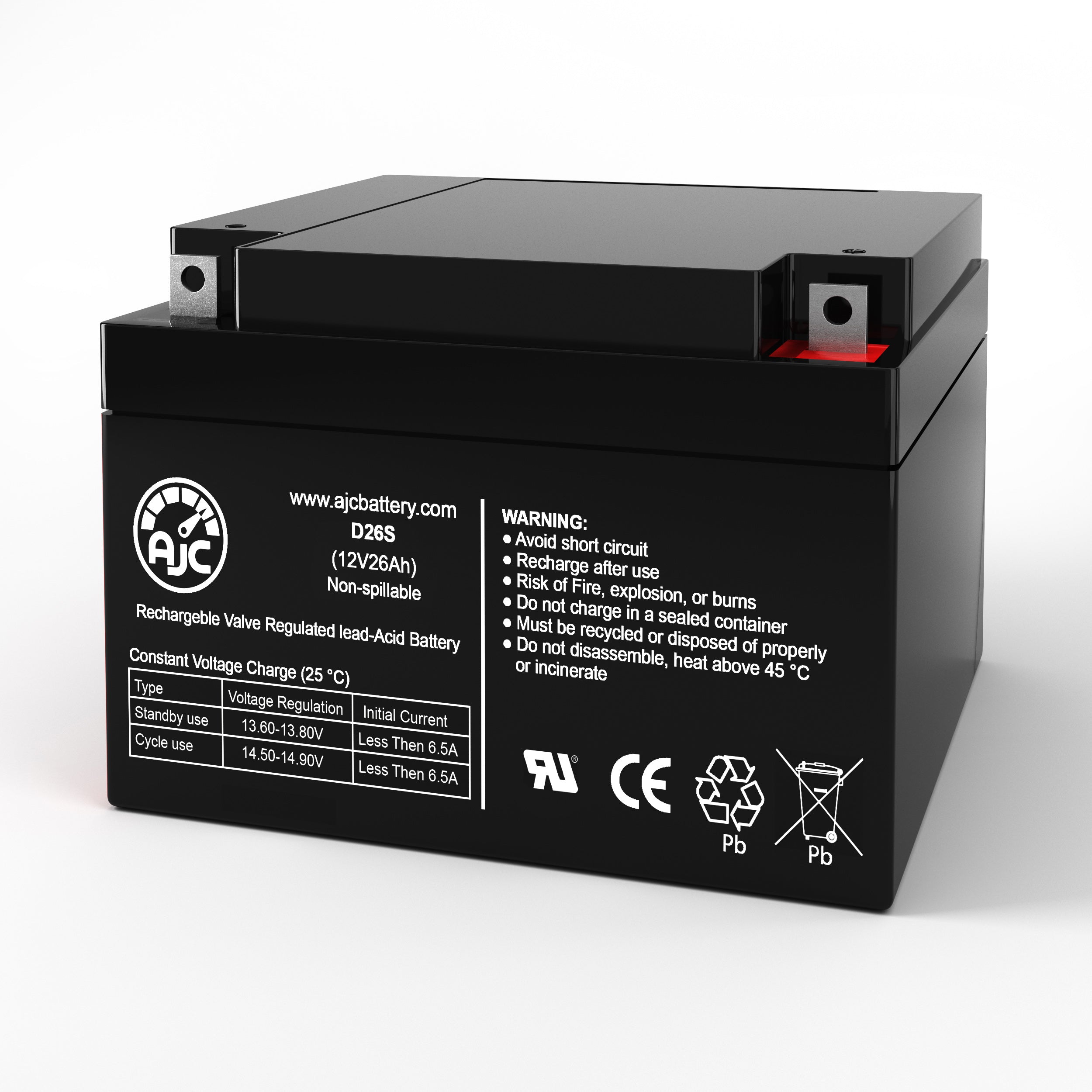 AJC 12V 26Ah Sealed Lead Acid Replacement Battery for Alexander GB12240 - Perfect for UPS Backup, Emergency Lighting, and Power Wheelchairs