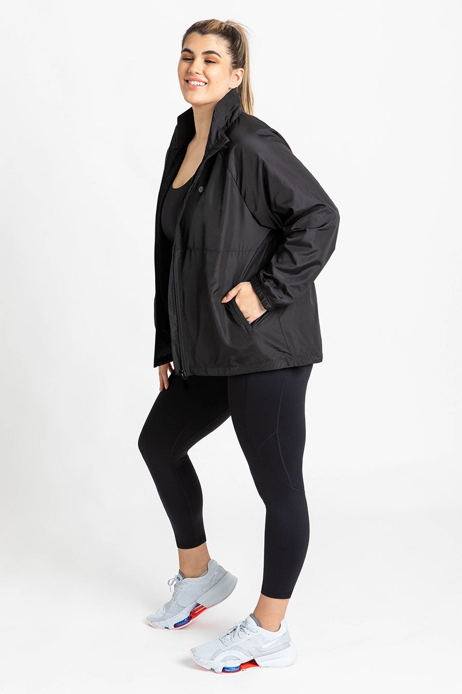 Utility Spray Jacket - Waterproof Windbreaker for Outdoor Activities | Black Raincoat for Hiking, Camping & Travel