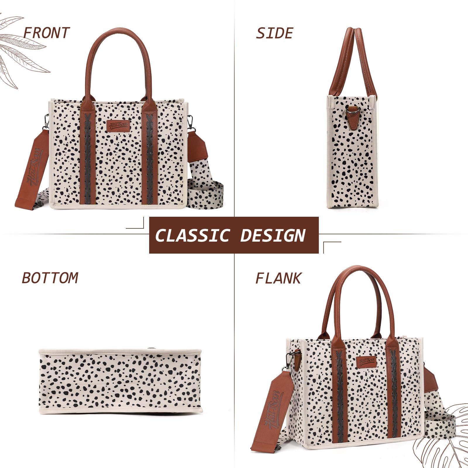 hatisan Canvas Tote Bag for Women - Stylish Western Boho Shoulder Purse & Crossbody Handbag with Wallet Pocket | Perfect for Shopping, Beach & Daily Use