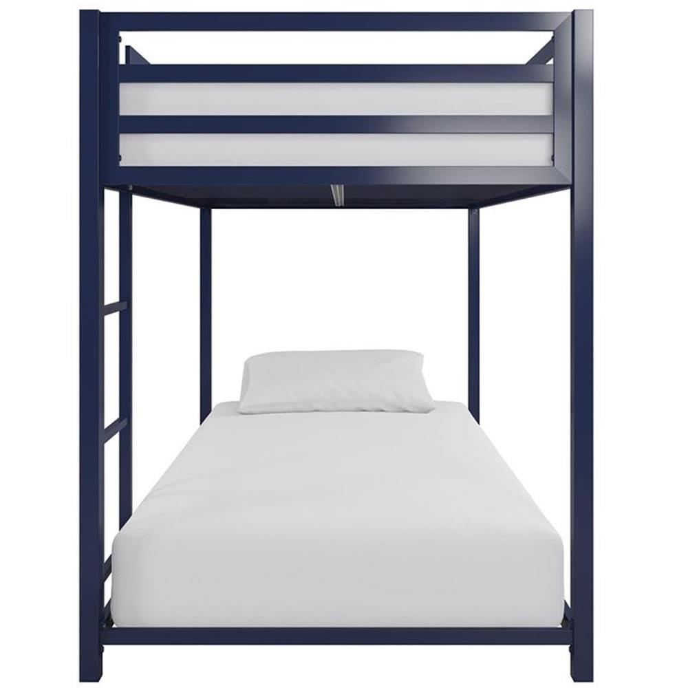 DHP Mabel Twin Over Twin Metal Bunk Bed - Blue Space-Saving Kids Bunk Bed with Sturdy Steel Frame | Perfect for Small Bedrooms, Guest Rooms & Kids' Shared Spaces