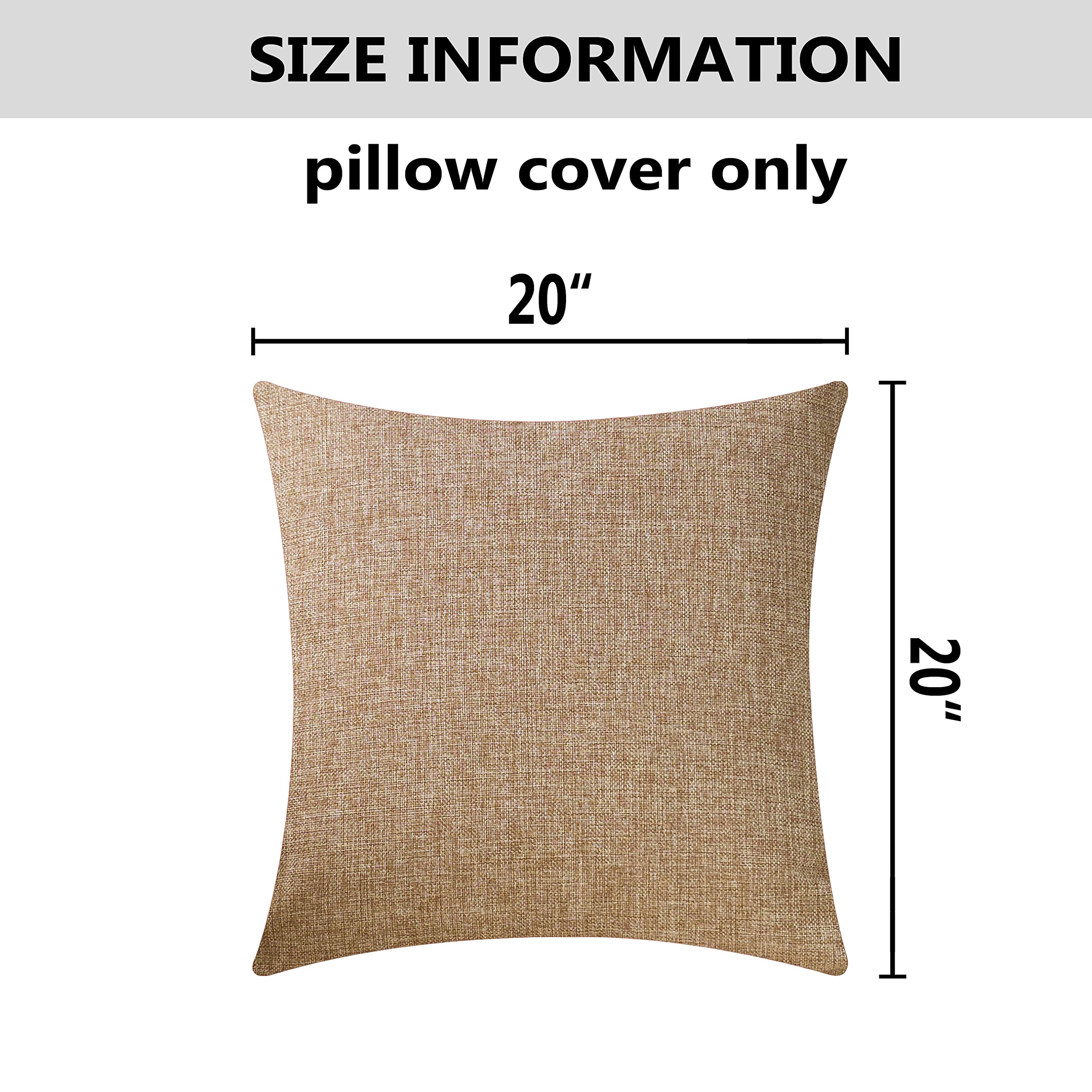 Premium Textured Linen Pillow Covers 20x20 Inch (Set of 2) - 50x50 cm Natural Linen Cushion Cases for Sofa, Bed & Home Decor - Breathable & Stylish Living Room Accessories