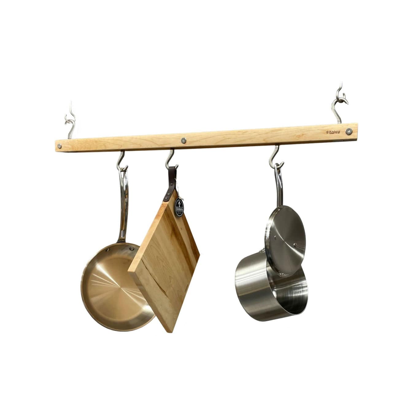 J.K. Adams 36-Inch Wall Mounted Pot Rack - Heavy Duty Stainless Steel Cookware Organizer for Kitchen Storage - Perfect for Hanging Pots, Pans & Utensils in Home or Restaurant