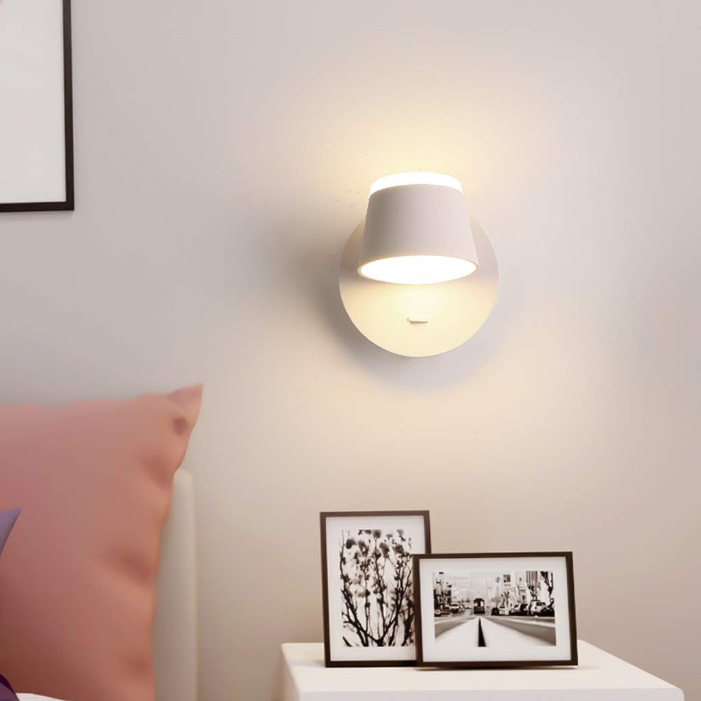 Modern LED Wall Lamps - Nordic Style Indoor Stair & Bedroom Wall Light with Switch, White/Black Wall Sconces for Reading - Perfect for Living Room, Hallway & Bedroom Lighting