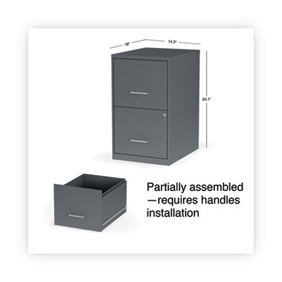Alera Soho 2-Drawer Vertical File Cabinet - Letter Size, Charcoal Finish, 14