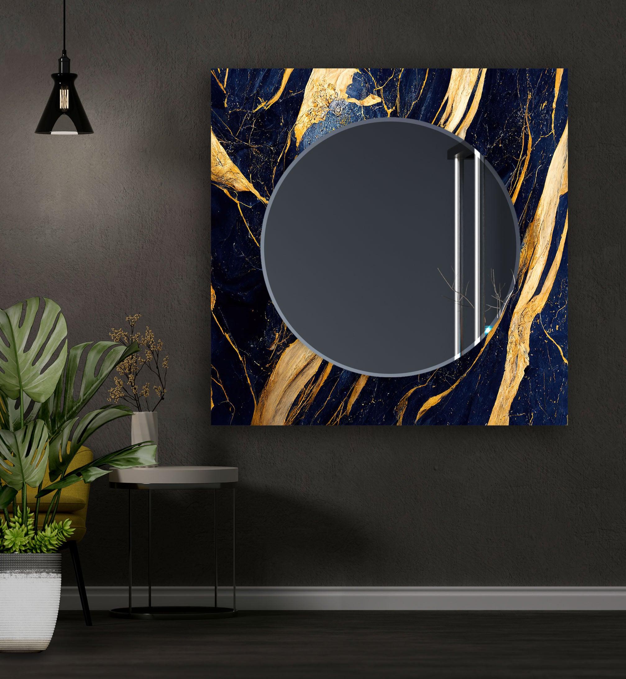 Elegant Black and Gold Round Wall Mirror - 24 Inch Decorative Hanging Mirror for Living Room, Bedroom, or Entryway Decor