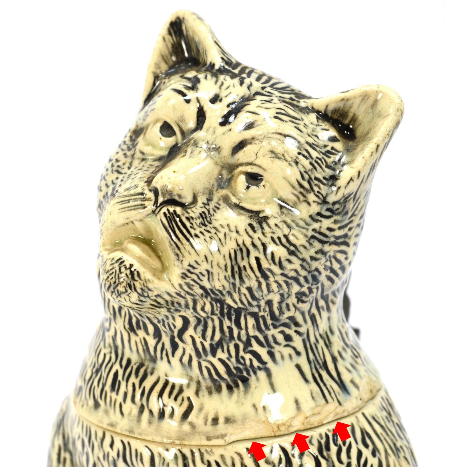 Antique German Character Beer Stein - Drunk Hungover Cat #1000 Steinzeugwerke 19th Century - Perfect for Collectors & Beer Enthusiasts
