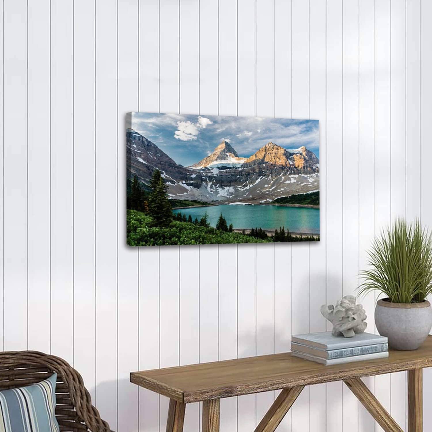 23x34 Inch Modern Framed Canvas Painting - Mount Assiniboine Lake Wall Art Print for Home & Office Decor | Living Room Wall Picture, Housewarming Gift | Perfect for Bedroom, Dining Room & Office Spaces
