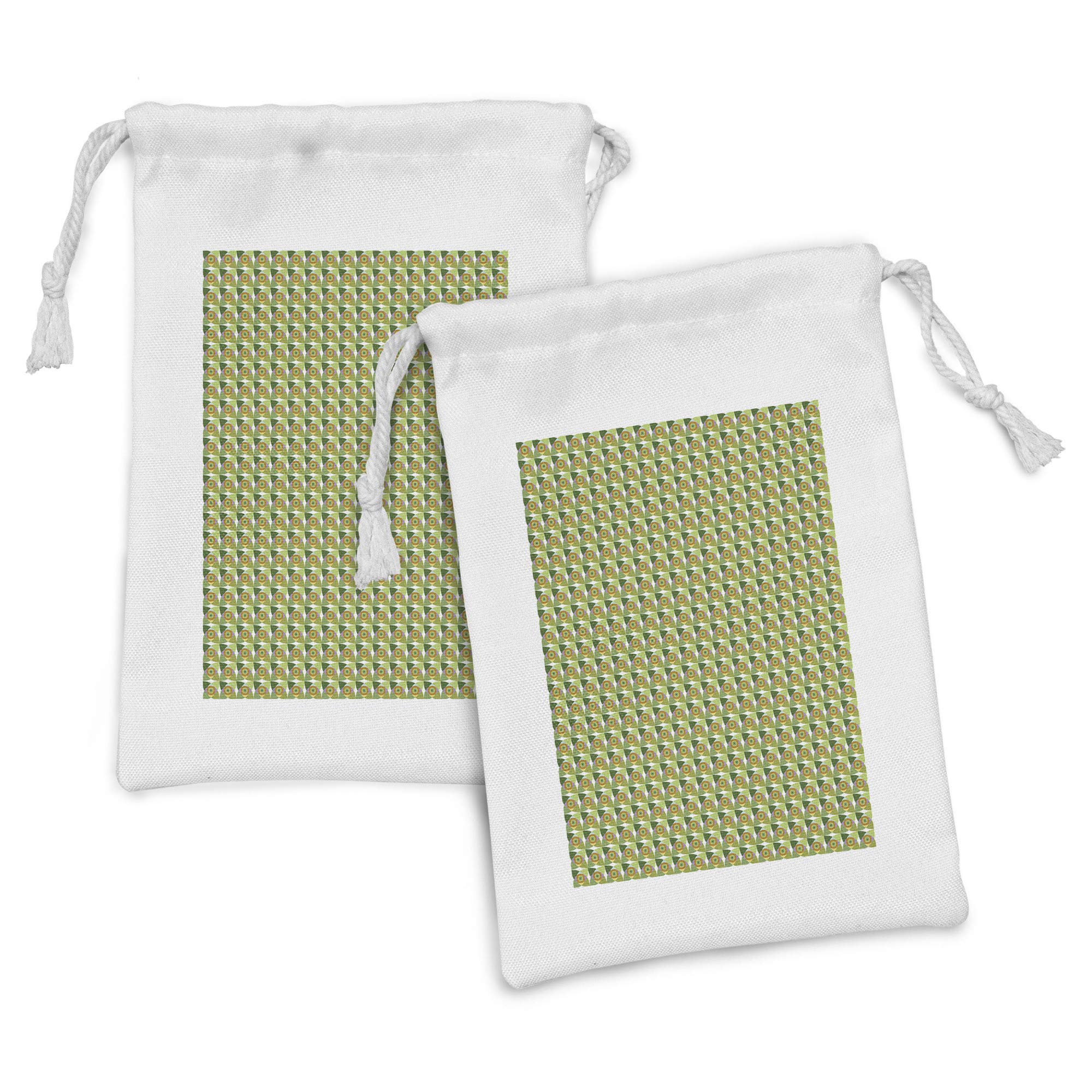 Ambesonne Abstract Fabric Pouch Set of 2 - Geometric Colorful Drawstring Bags for Toiletries, Makeup, Jewelry & Travel Accessories | 9