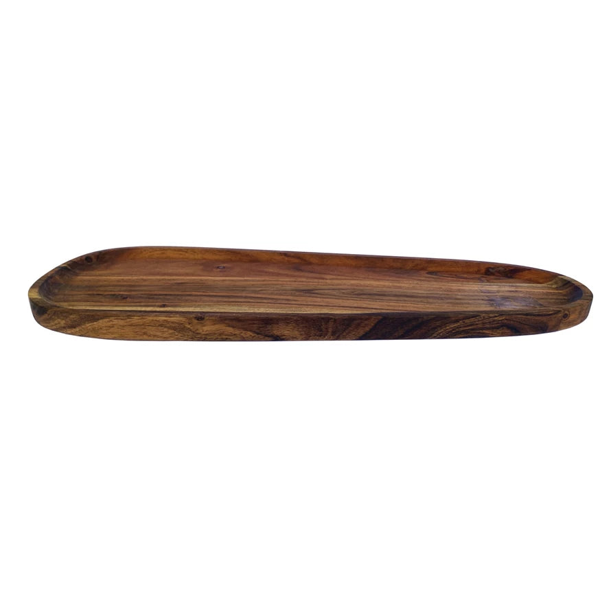 Acacia Wood Serving Tray - Handcrafted Natural Wood Charcuterie Board for Cheese, Fruits & Appetizers - Perfect for Entertaining, Kitchen & Dining Room Decor