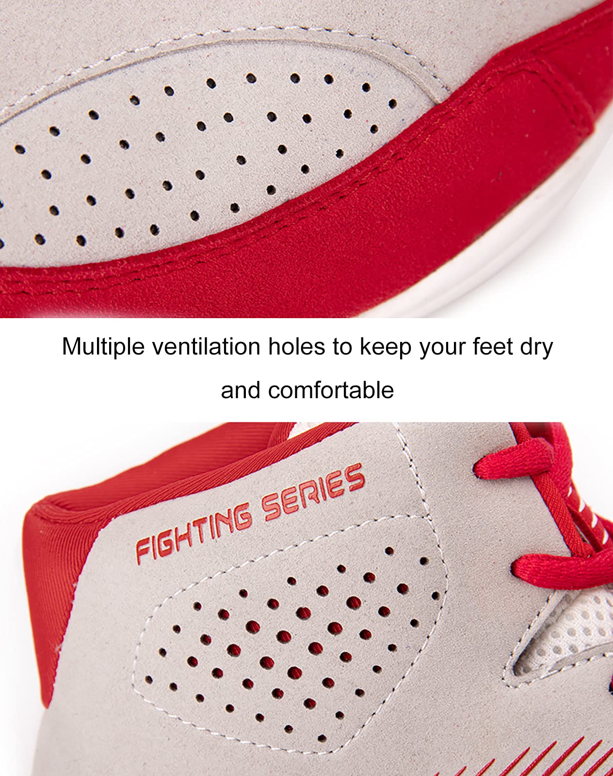 Professional High Grip Men's Wrestling & Boxing Shoes - Breathable Non-Slip Sports Training Shoes for Weightlifting, Squats & Gym Workouts - Blue/Red - Ideal for MMA, CrossFit & Combat Training