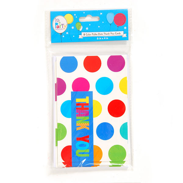 8Pcs 6X4 Inch Polka Dot Thank You Cards with Envelopes - Elegant Stationery for Weddings, Birthdays & Appreciation Gifts