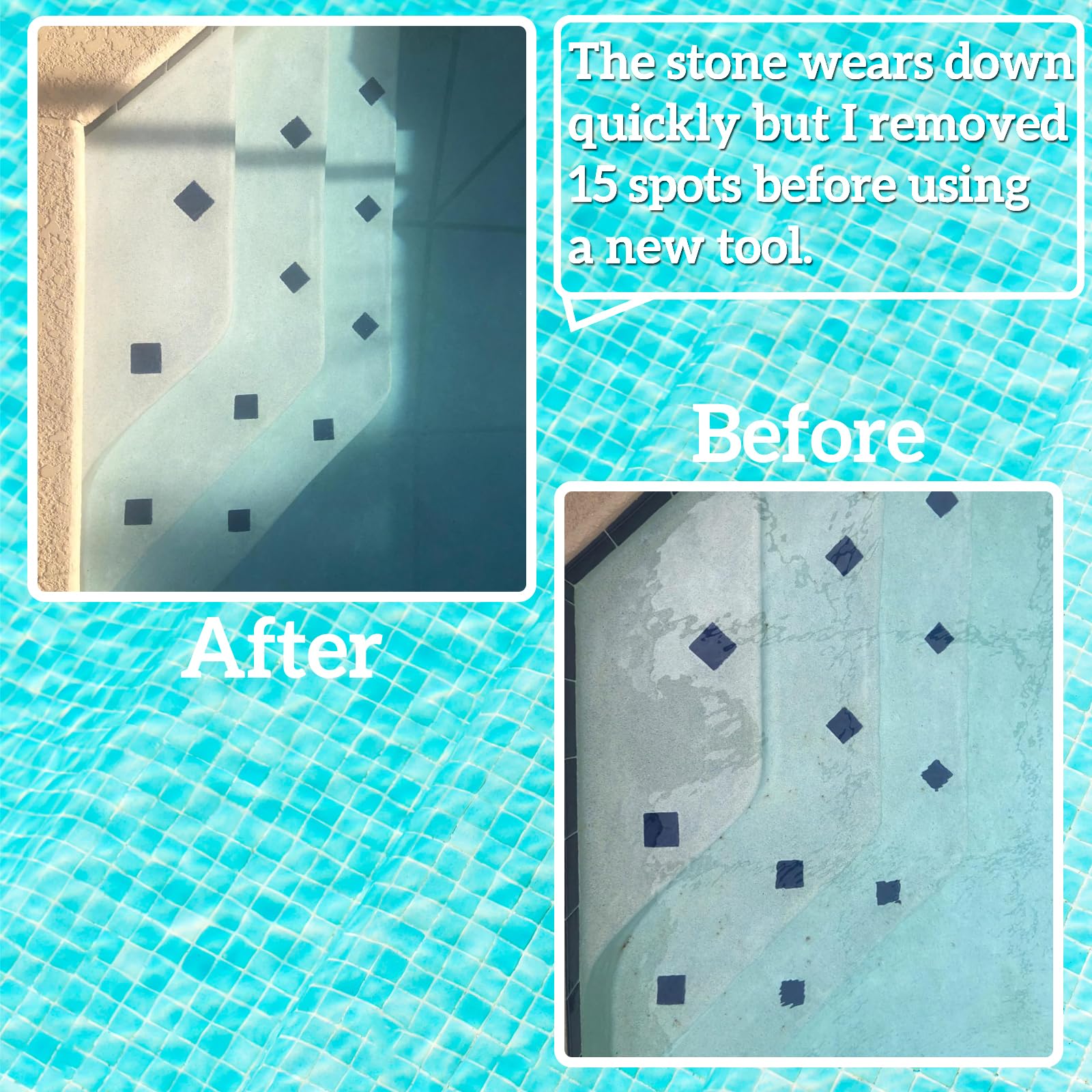 Pool Stain Remover Pumice Stone with Pole Handle - Remove Calcium, Rust Stains & Scrub Debris from Pool Tiles, Walls, Steps, Floors & Corners (3 Pack) - Ideal for Inground & Above Ground Pools