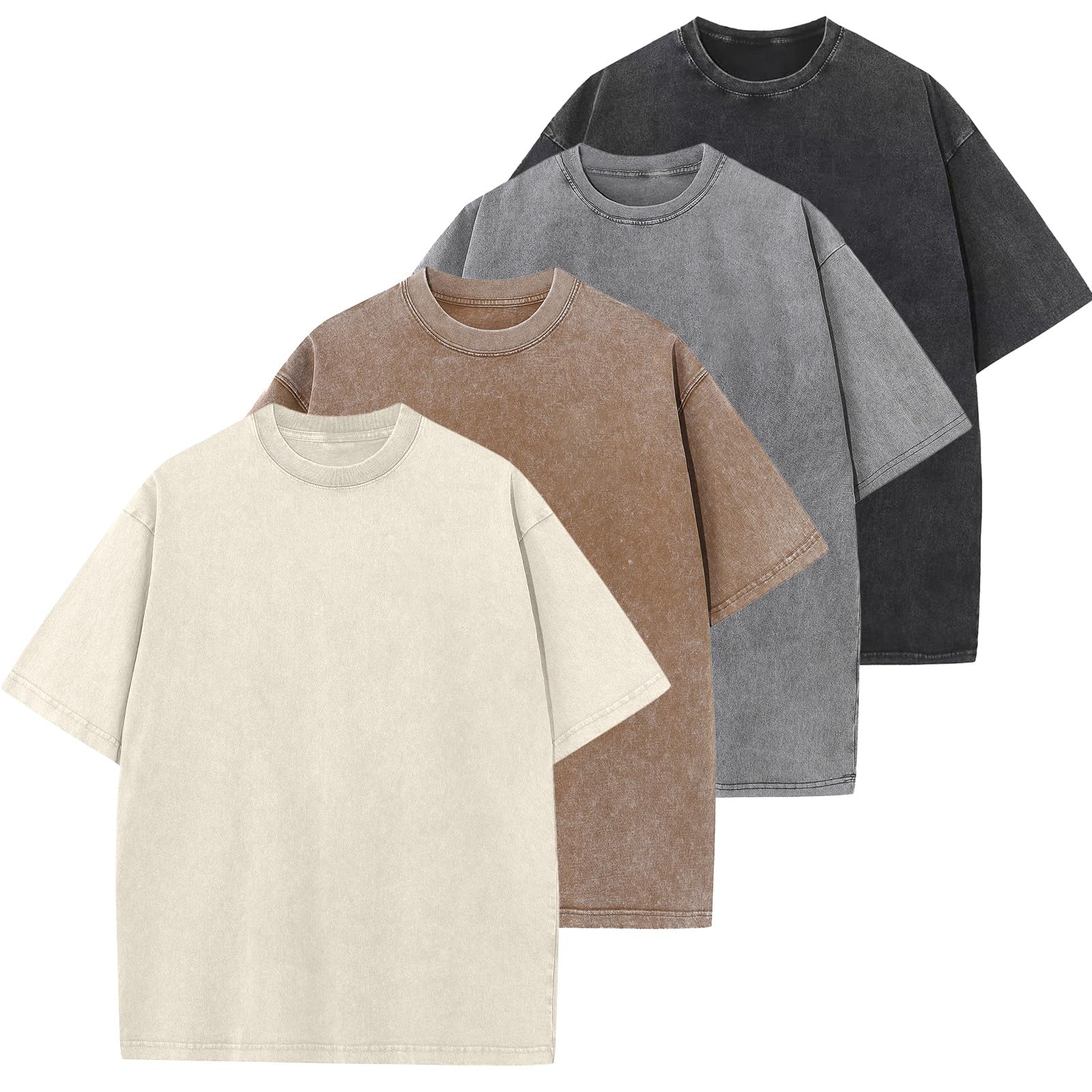 Vintage Washed Cotton Oversized T-Shirt for Men & Women - Loose Fit Unisex Short Sleeve Casual Tee - Perfect for Streetwear, Lounge & Everyday Comfort