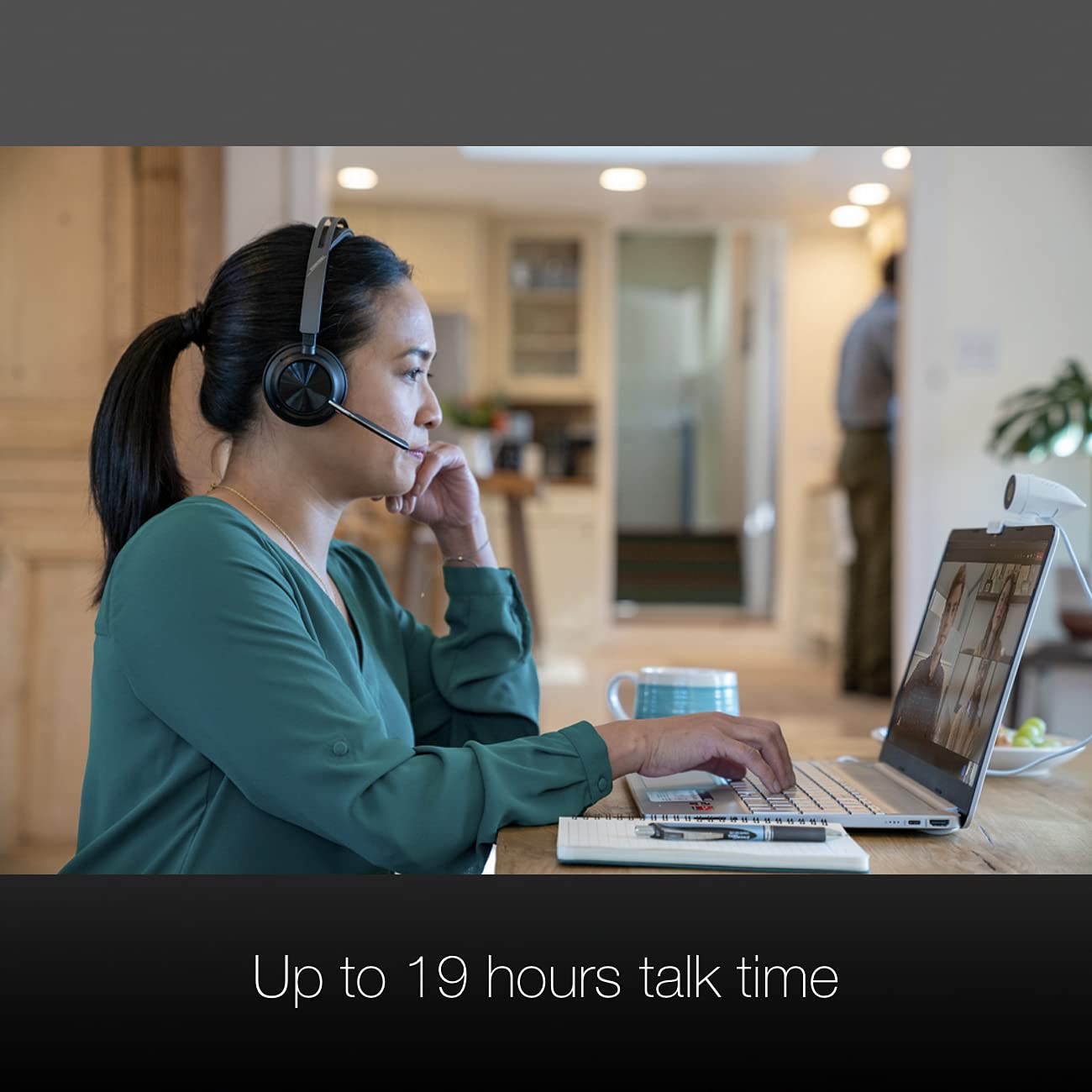 GTW Poly Voyager Focus 2 UC Wireless Bluetooth Headset with Noise Cancelling - USB-A Connectivity for PC, Mac, Desk Phone & Smartphone - Compatible with Microsoft Teams, Zoom, RingCentral, 8x8, Vonage - Includes Bonus Microfiber Cloth - Perfect for Remote Work, Video Conferencing & Call Center Use