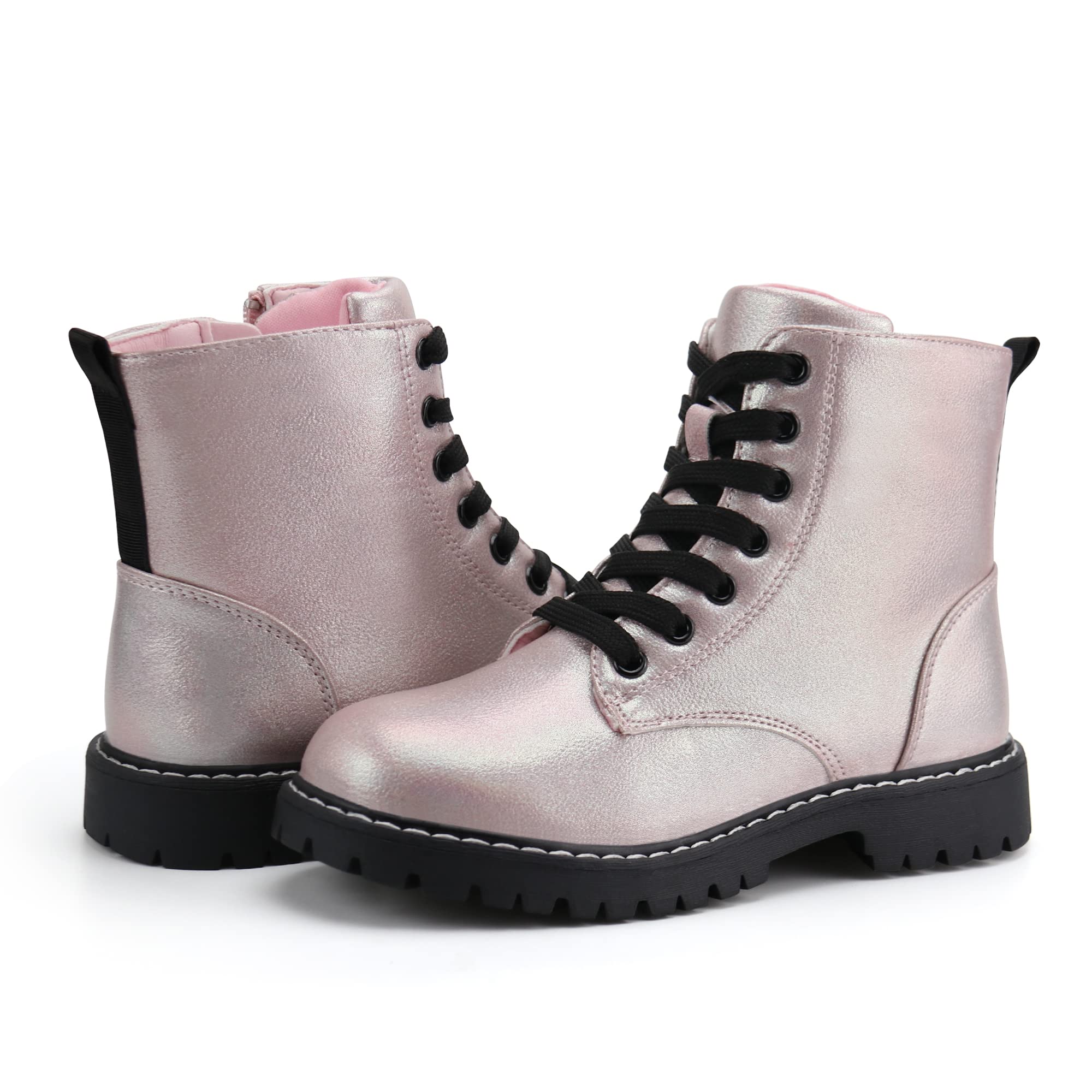 Firelli Kids Ankle Boots for Boys & Girls - Side Zipper & Lace Up Work Boots, Durable Combat Boots for School, Outdoor Play & Hiking - Waterproof & Comfortable