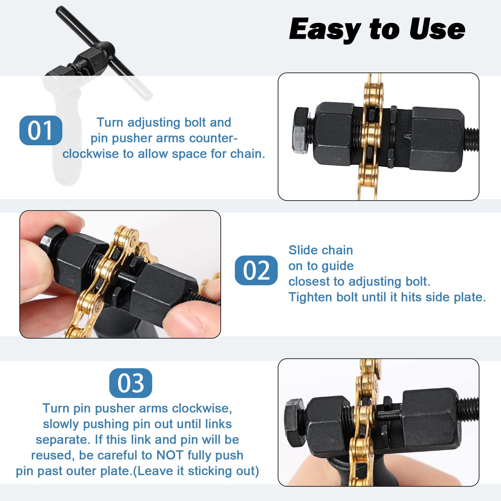 Oumers Universal Bike Chain Breaker Tool - Durable Bicycle Chain Cutter for 7/8/9/10/11 Speed Chains with Replaceable Pins - Perfect for Road Bikes, Mountain Bikes & Cycling Maintenance