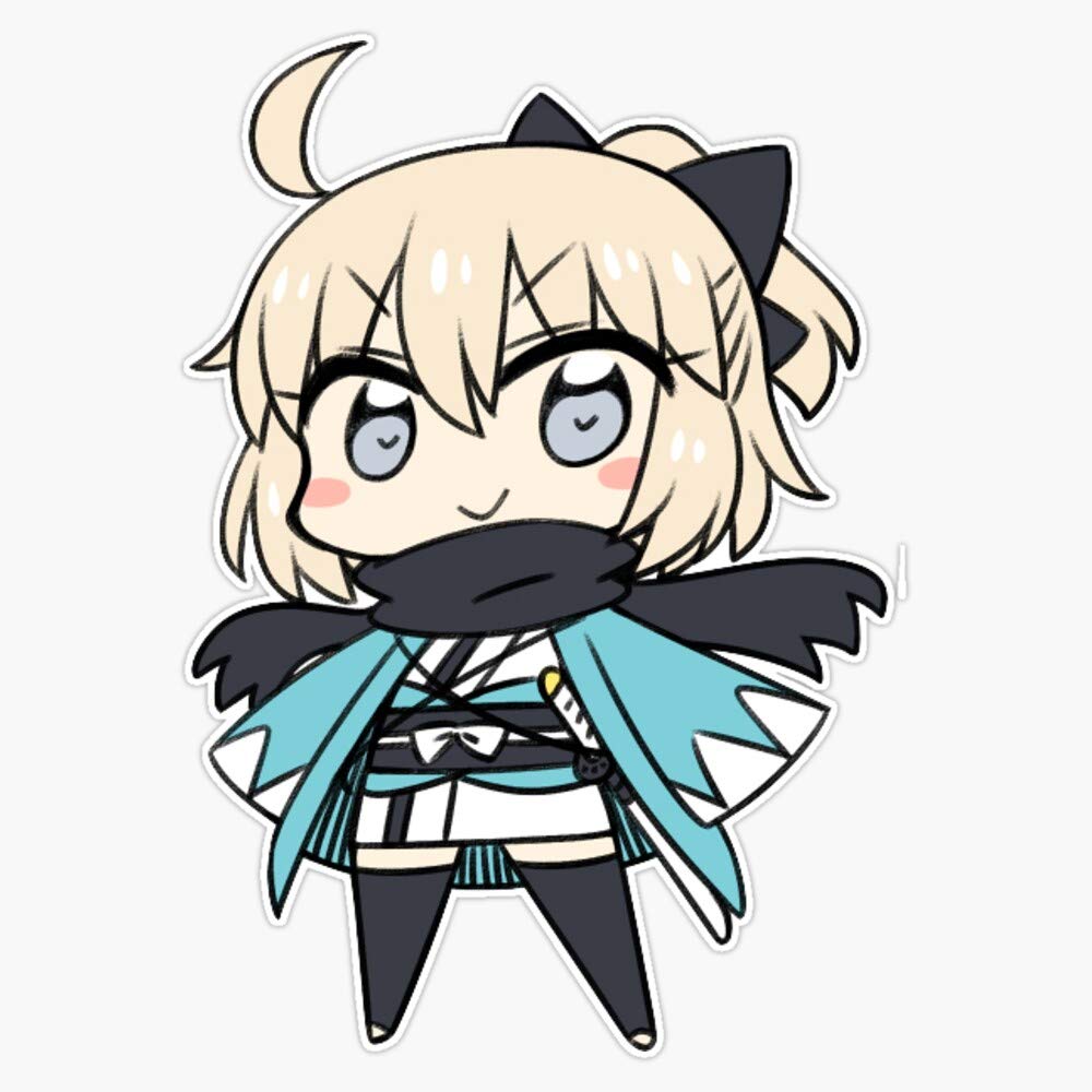 Okita Souji FGO Vinyl Waterproof Bumper Sticker Decal - 5 Inch Anime Car Laptop Phone Decoration | Perfect for Otaku Fans, Gaming Accessories & Japanese Culture Enthusiasts