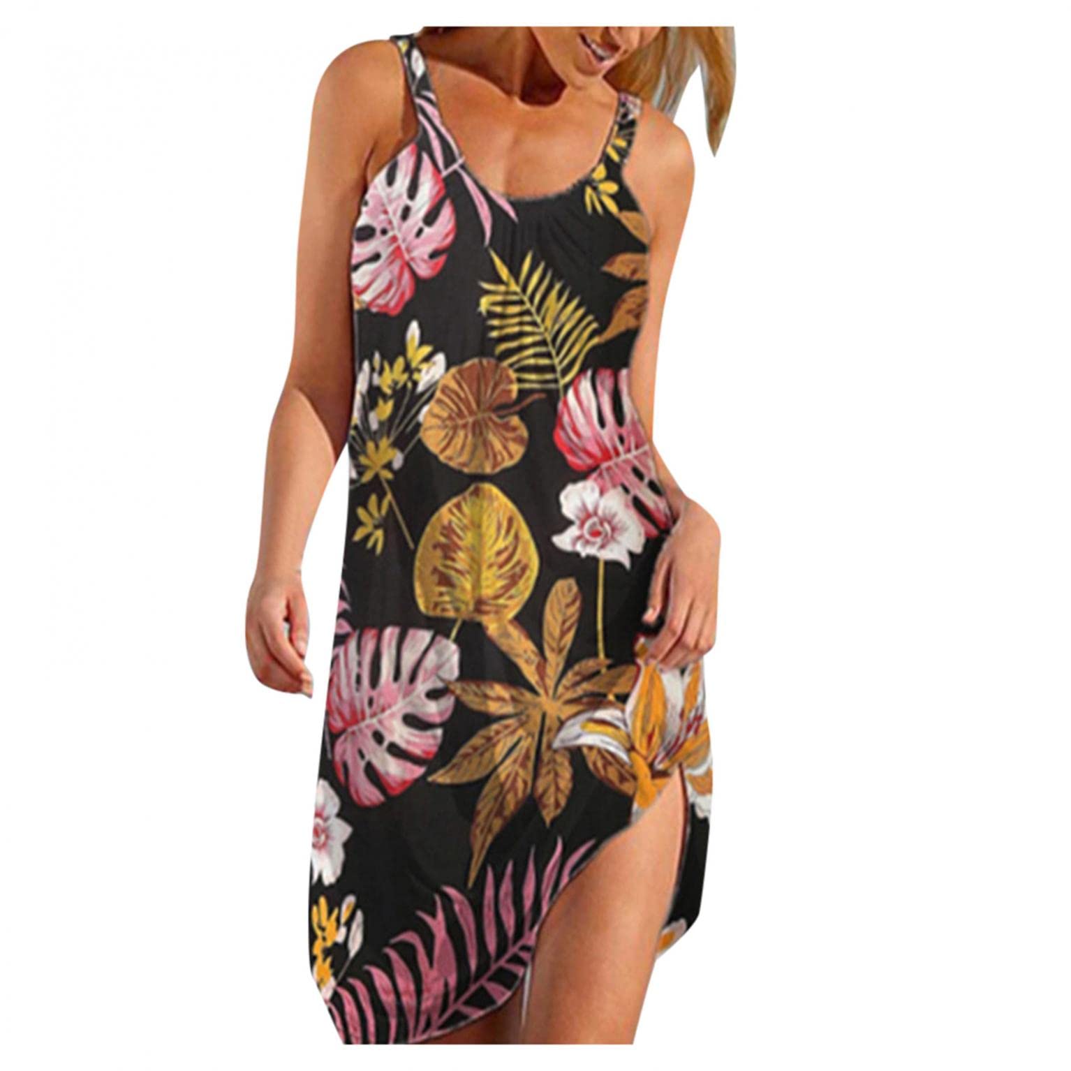 Oiumov Women's Summer Dresses - Trendy Casual Sleeveless Boho Print Sundress for Beach Cover Up | Perfect for Vacation, Pool Party & Summer Outings