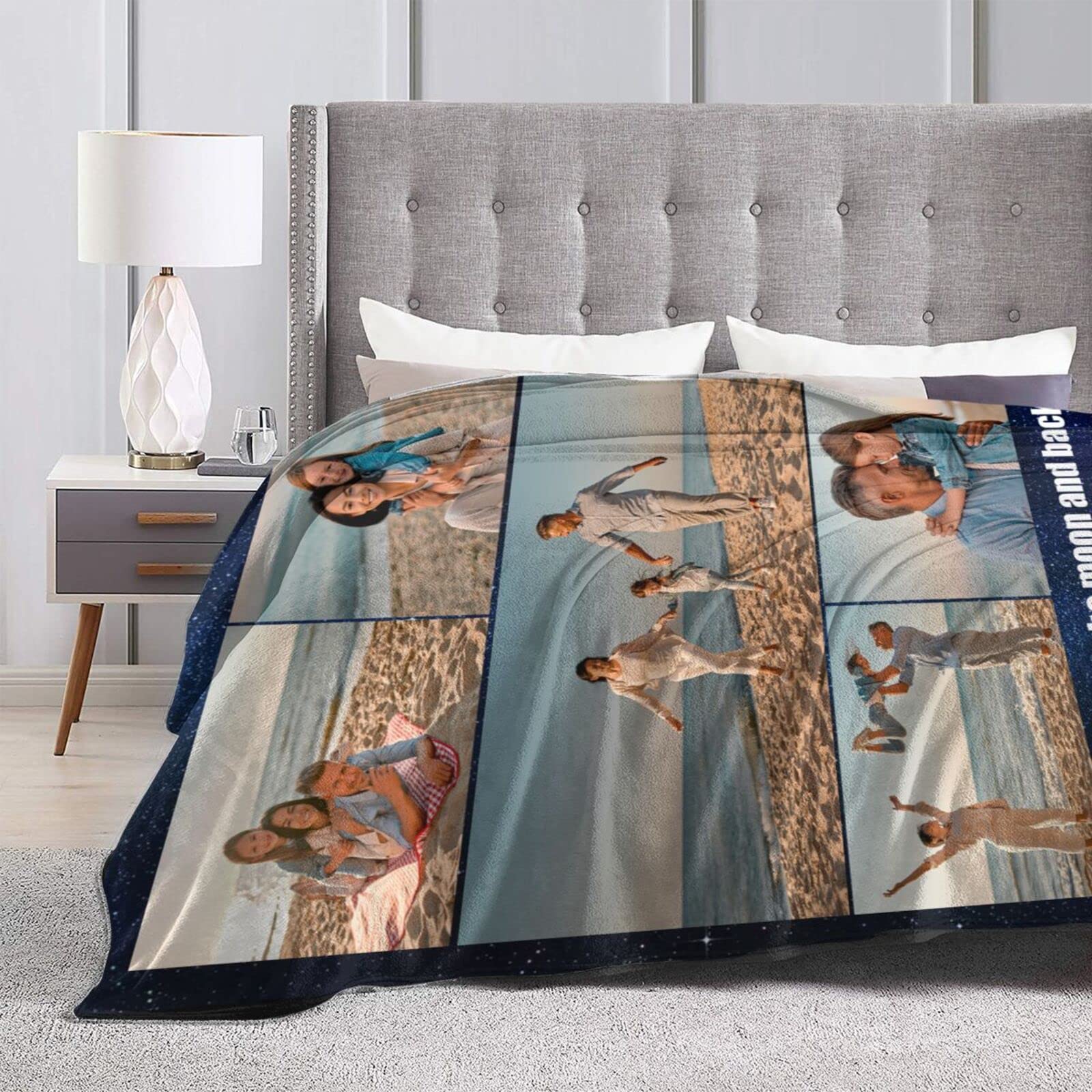 Custom Photo Blanket - Personalized Picture Blanket for Mom, Dad, Son, Daughter, Grandma, Sister, Brother | Unique Birthday, Anniversary & Holiday Gift | Perfect for Family Photos, Home Decor & Special Occasions