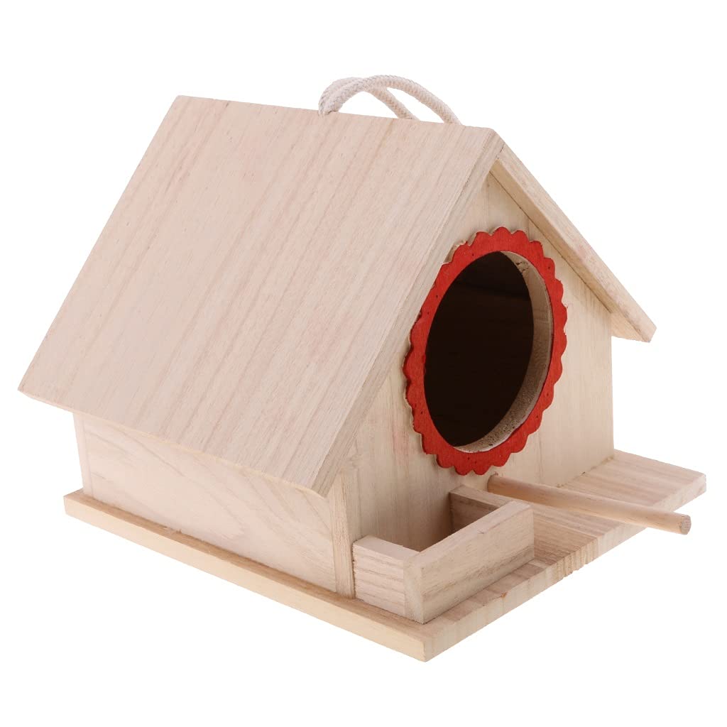 Handmade Wooden Bird House Hanging Nest Box - Natural Garden Decor for Outdoor Bird Feeding & Shelter | Perfect for Backyard, Patio, and Garden Decoration