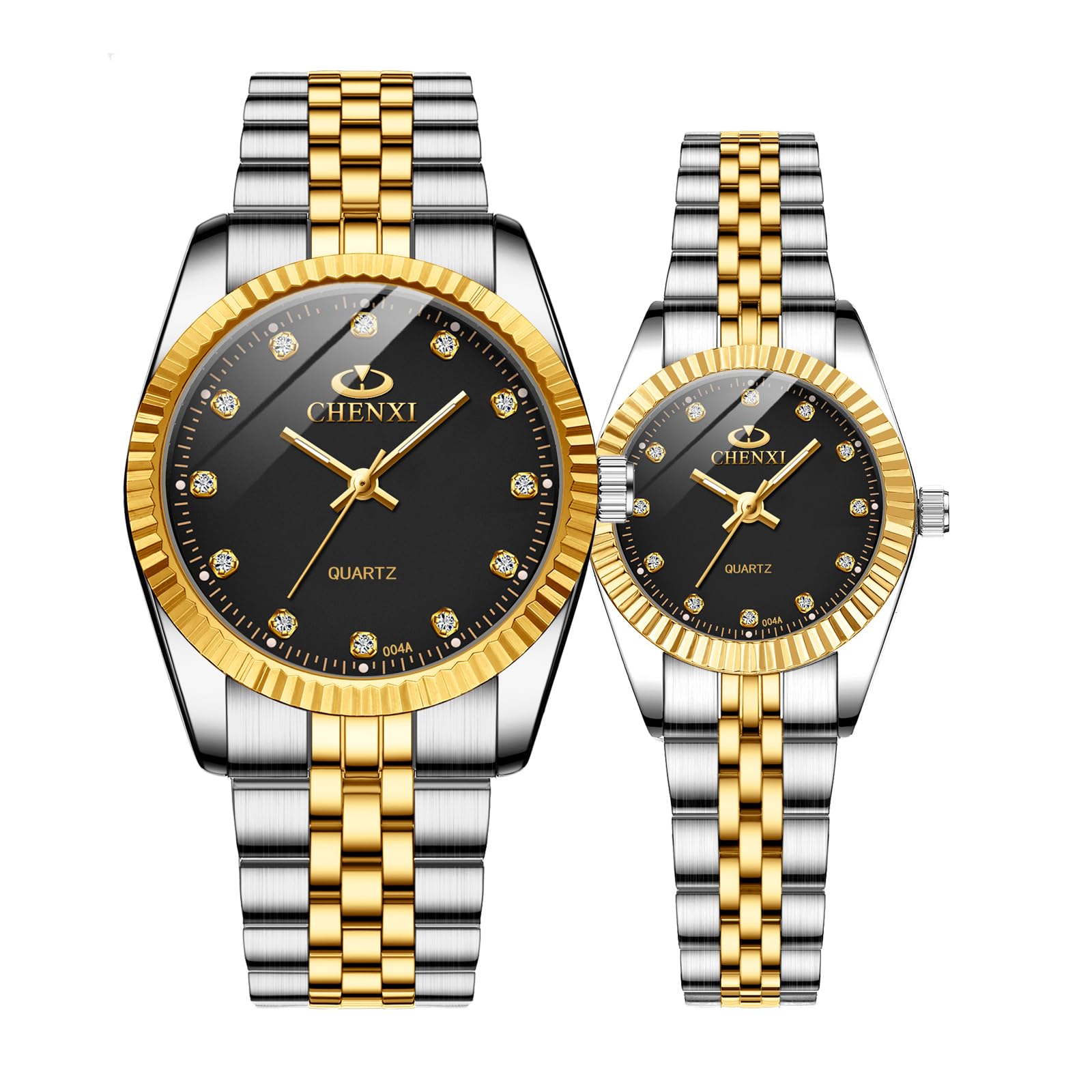 MASTOP Swiss Couple Watches - Luxury Gold Stainless Steel Waterproof Quartz Watch for Men & Women | Perfect for Anniversary Gifts, Date Nights & Romantic Occasions