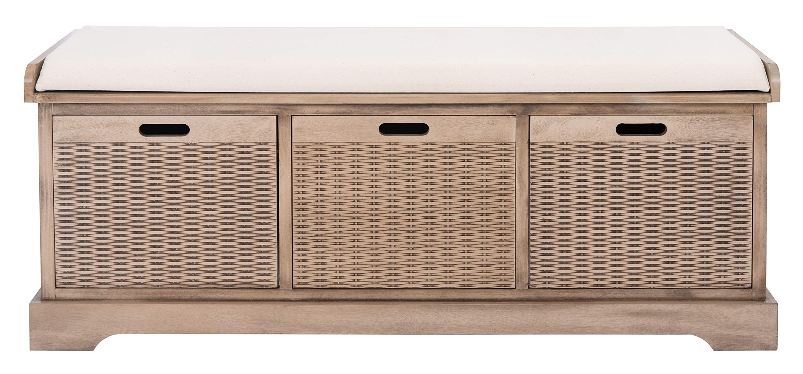 SAFAVIEH Landers Sand 3-Drawer Storage Ottoman Bench with Cushion | Multi-Functional Entryway, Bedroom & Living Room Furniture | BCH5703D