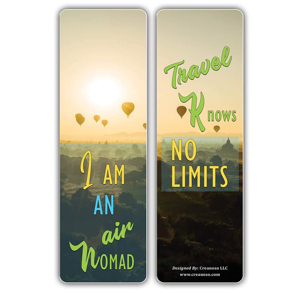 Creanoso 12-Pack Inspirational Travel Bookmarks for Airplane Journeys - Premium Clip Card Gifts for Travelers, Tourists, Adults & Teens - Bulk Assorted Reading Accessories (Perfect for Vacation Reading, Book Club Gifts & Travel Souvenirs)