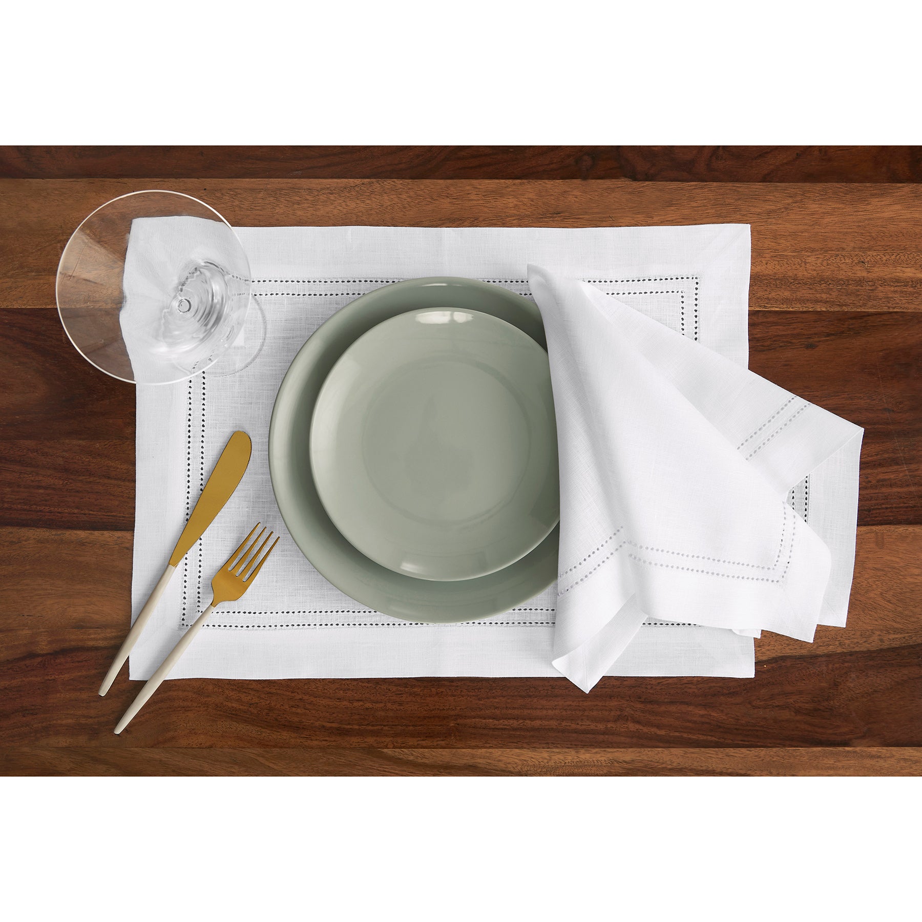 Premium Linen Double Hemstitch Napkins Set of 4 - Elegant Dinner Table Decor for Formal Dining & Special Occasions
