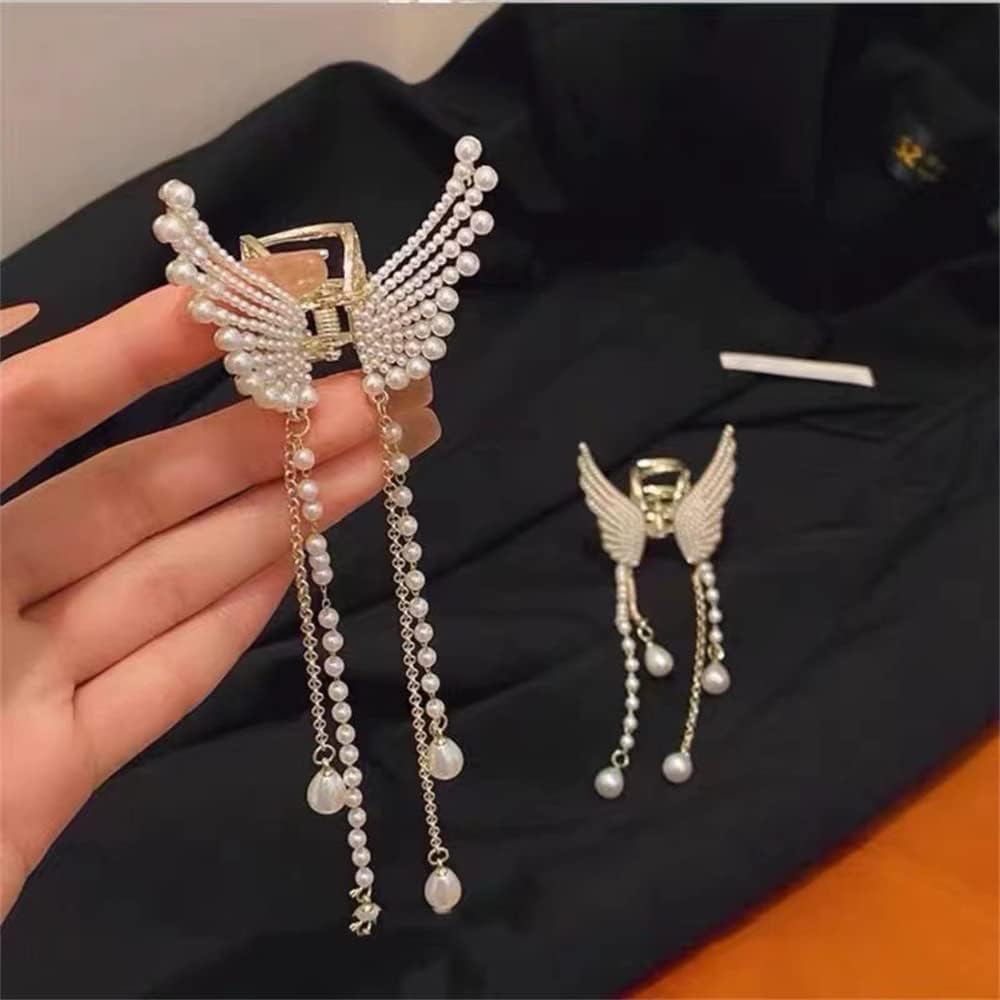 Elegant Crystal Pearl Butterfly Hair Clips for Women - Pack of 2, Shiny Hair Pins with Tassels, Perfect Gift for Birthday, Party & Wedding - Great for Bridal, Prom, and Everyday Hairstyles