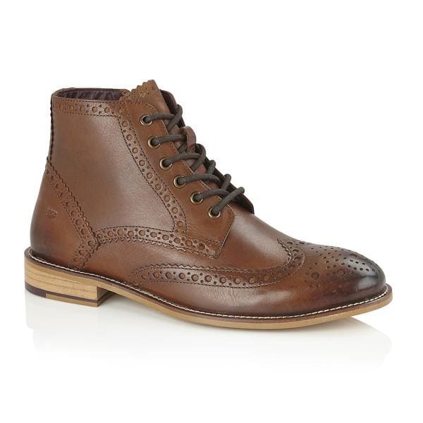 London Brogue Gatsby Boots for Men in Chestnut Brown - Stylish Vintage Ankle Boots for Casual Wear & Formal Occasions
