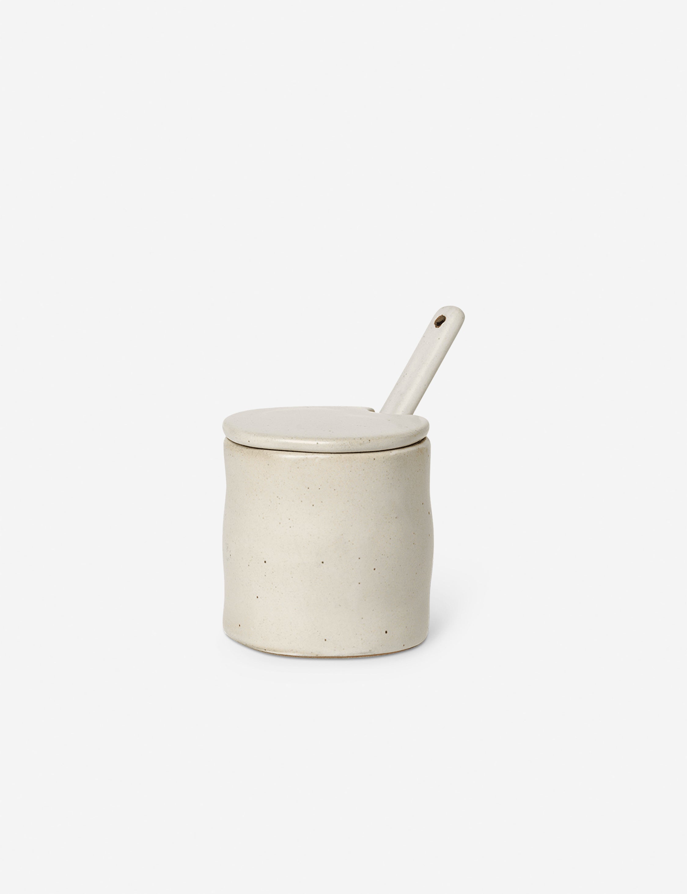 Ferm Living Flow Jar with Spoon - Airtight Glass Storage Container for Coffee, Tea, Sugar & Spices | Perfect for Kitchen Pantry Organization & Home Decor