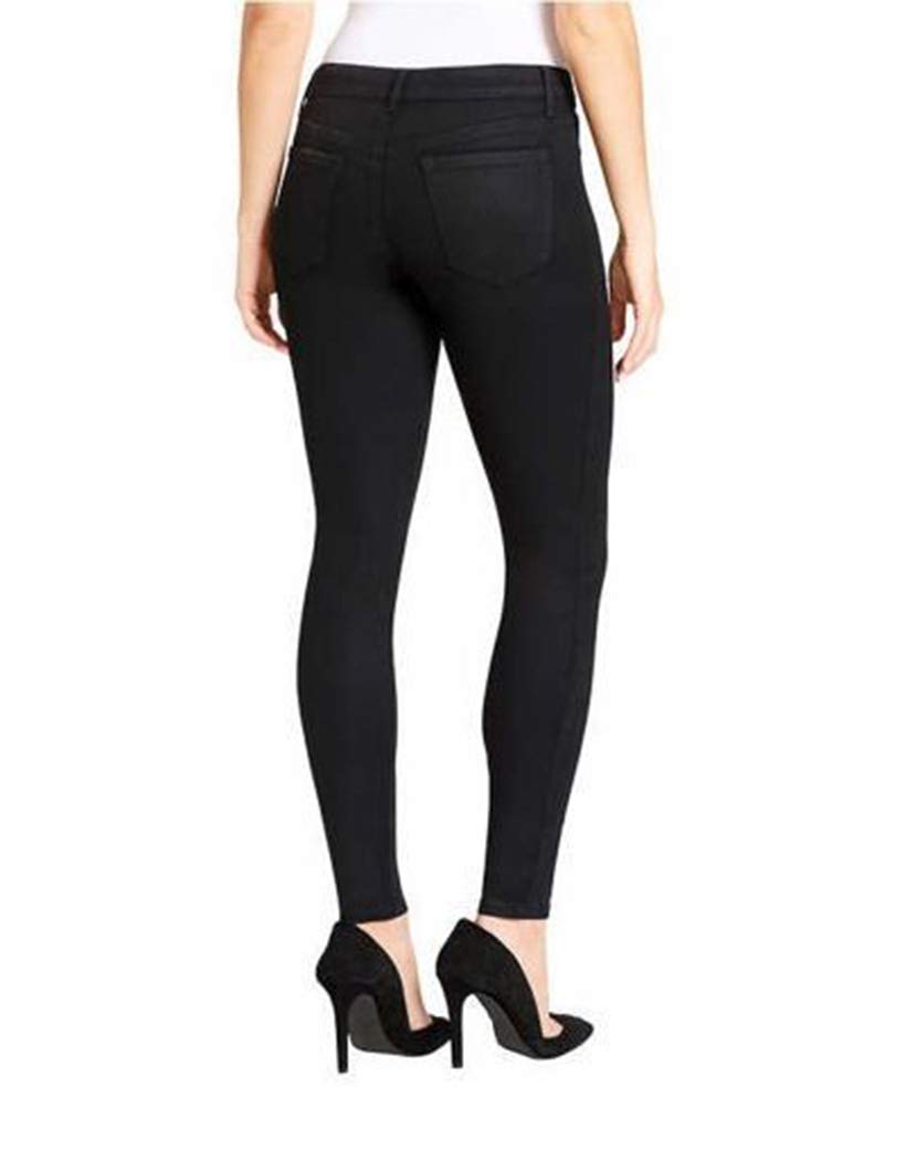 Jessica Simpson Women's Super Skinny Mid Rise Coated Black Denim Jeans - Size 14/32 - Stretch Comfort Fit for Casual Wear & Night Out
