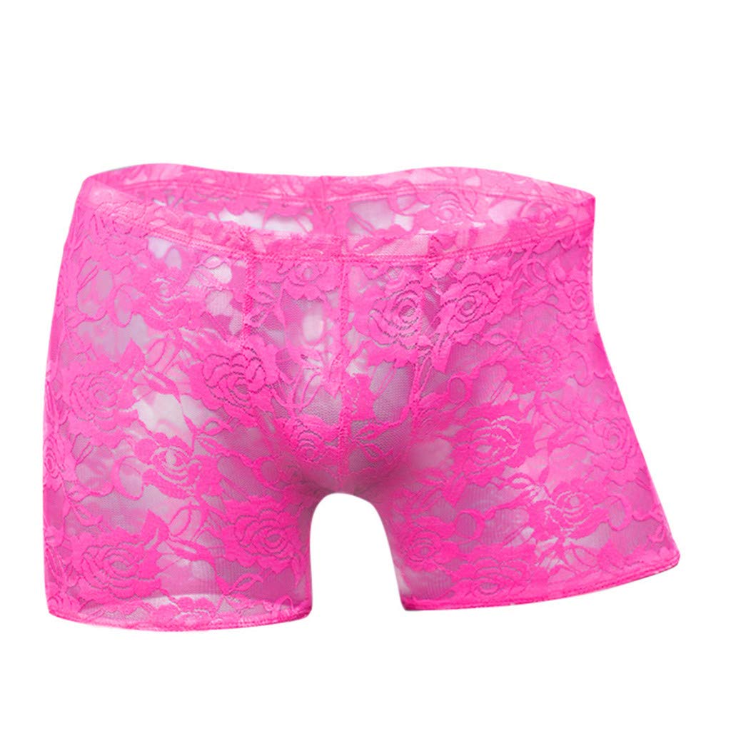 Sexy Transparent Lace Boyshort Underwear for Men - Breathable Mesh Low Waist Briefs - Perfect for Romantic Nights & Sensual Occasions