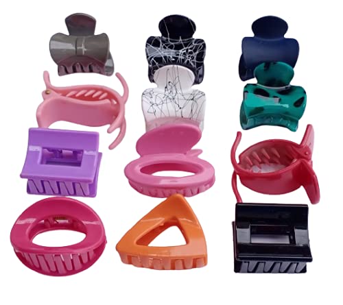 Best Plastic Hair Claw Clips for Women & Girls - 12 Pack Hair Clutcher Set for Ponytails, Buns & Updos - Strong Hold Hair Accessories for Daily Use, Workouts & Styling