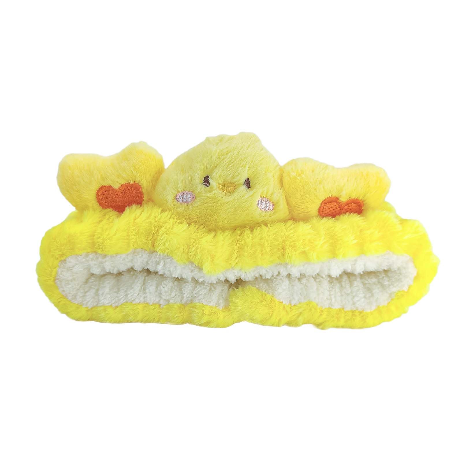 Cute Duck Spa Headband for Women - Soft Microfiber Hair Band for Skincare, Makeup & Washing | Kawaii Coral Fleece Towel Headband for Girls (Yellow Duck Design) - Perfect for Facial Treatments, Bath Time & Relaxation