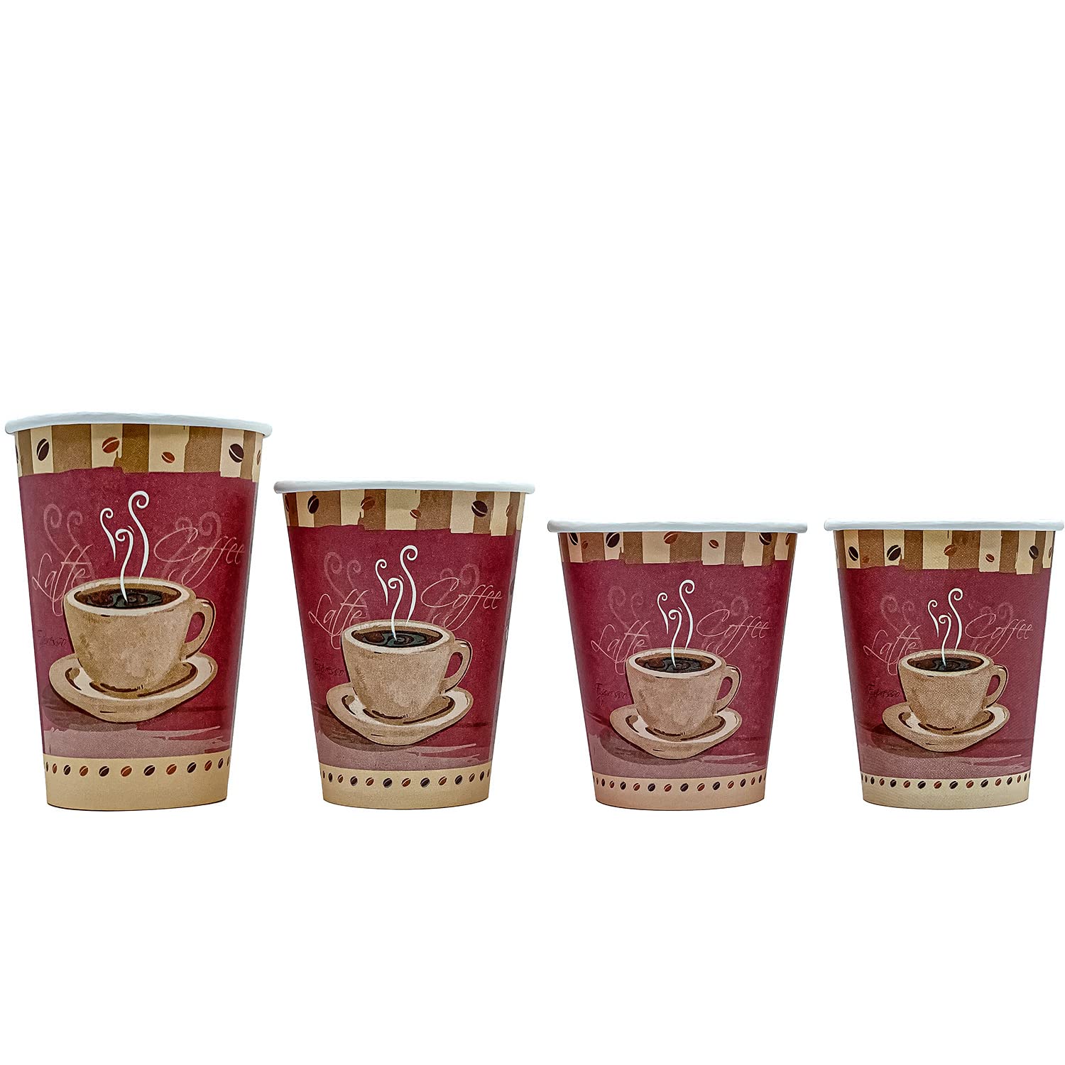 16oz Disposable Printed Colored Tea & Coffee Cups with Flat Tear-Back White Lids - 2000 Count Bulk Pack for Hot/Cold Beverages, Coffee, Tea & Soup - Perfect for Thanksgiving, Parties, Cafes & Office Events