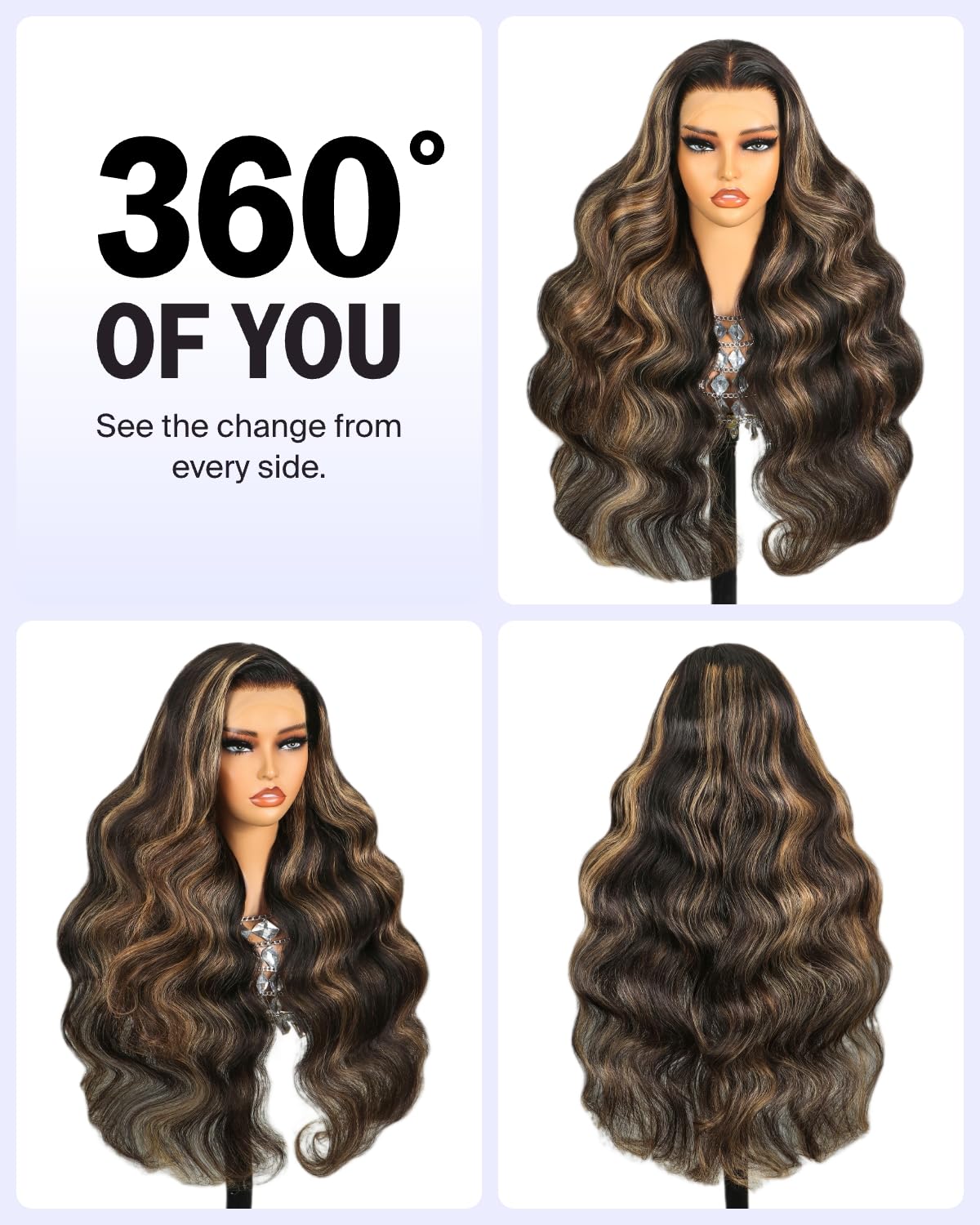 MEGALOOK 28 Inch 1B/27 Highlight Ombre Lace Front Human Hair Wig - Pre Plucked 200% Density Balayage Body Wave 13x4 HD Transparent Lace with Baby Hair | Natural Look for Parties, Cosplay & Daily Wear