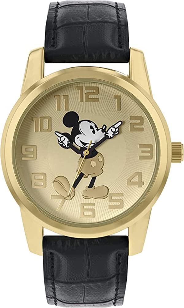 Disney Mickey Mouse Women's Analog Classic Quartz Watch with Leather Strap MK1458 - Perfect for Casual Wear, Office & Gift Giving