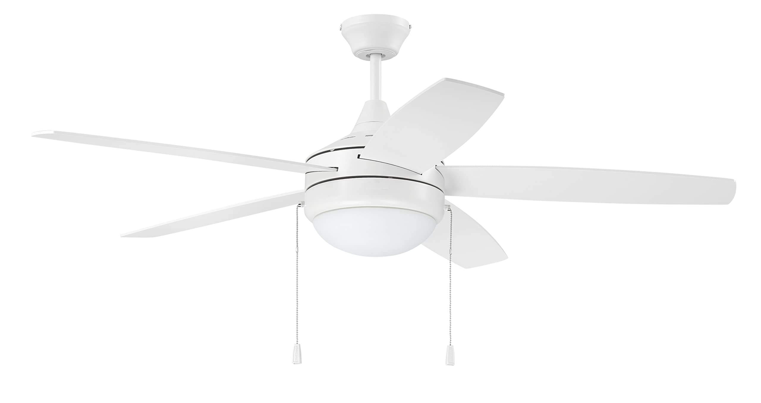 Craftmade EPHA52W5 Phaze 52 Inch White Ceiling Fan with LED Light Kit - Perfect for Living Room, Bedroom & Outdoor Patio Cooling