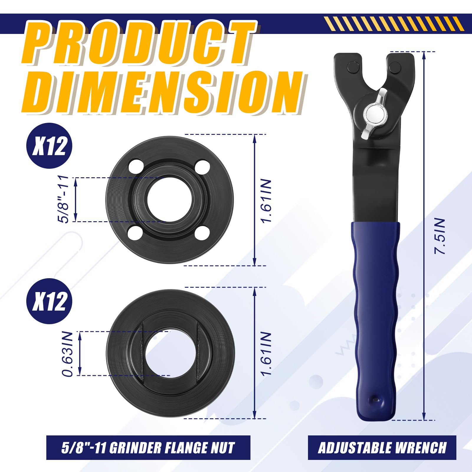 Hicarer 25-Piece Angle Grinder Nut Wrench Kit - 5/8