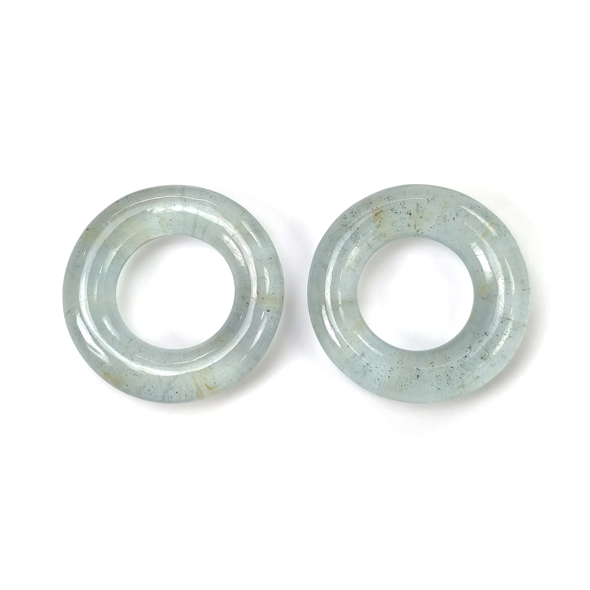 69.50cts Natural Untreated Blue Aquamarine Gemstone Cabochon Pair - 29.5mm Round Milky Aquamarine for Jewelry Making, Healing Crystals & Collectibles