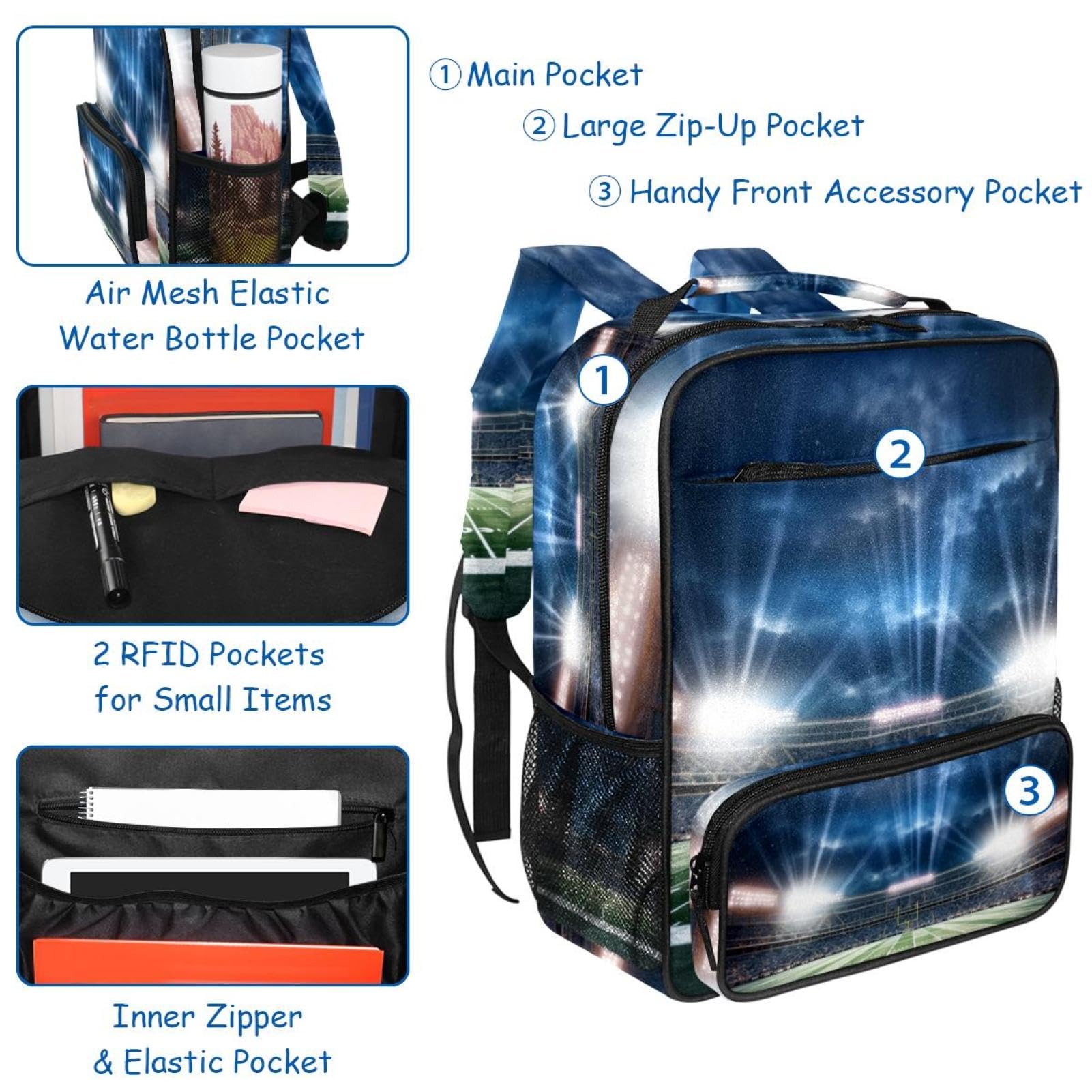 Best Travel & Work Backpack for Men & Women - Durable Laptop Backpack with USB Charging Port - Perfect for Commuting, College, Hiking & Football Games