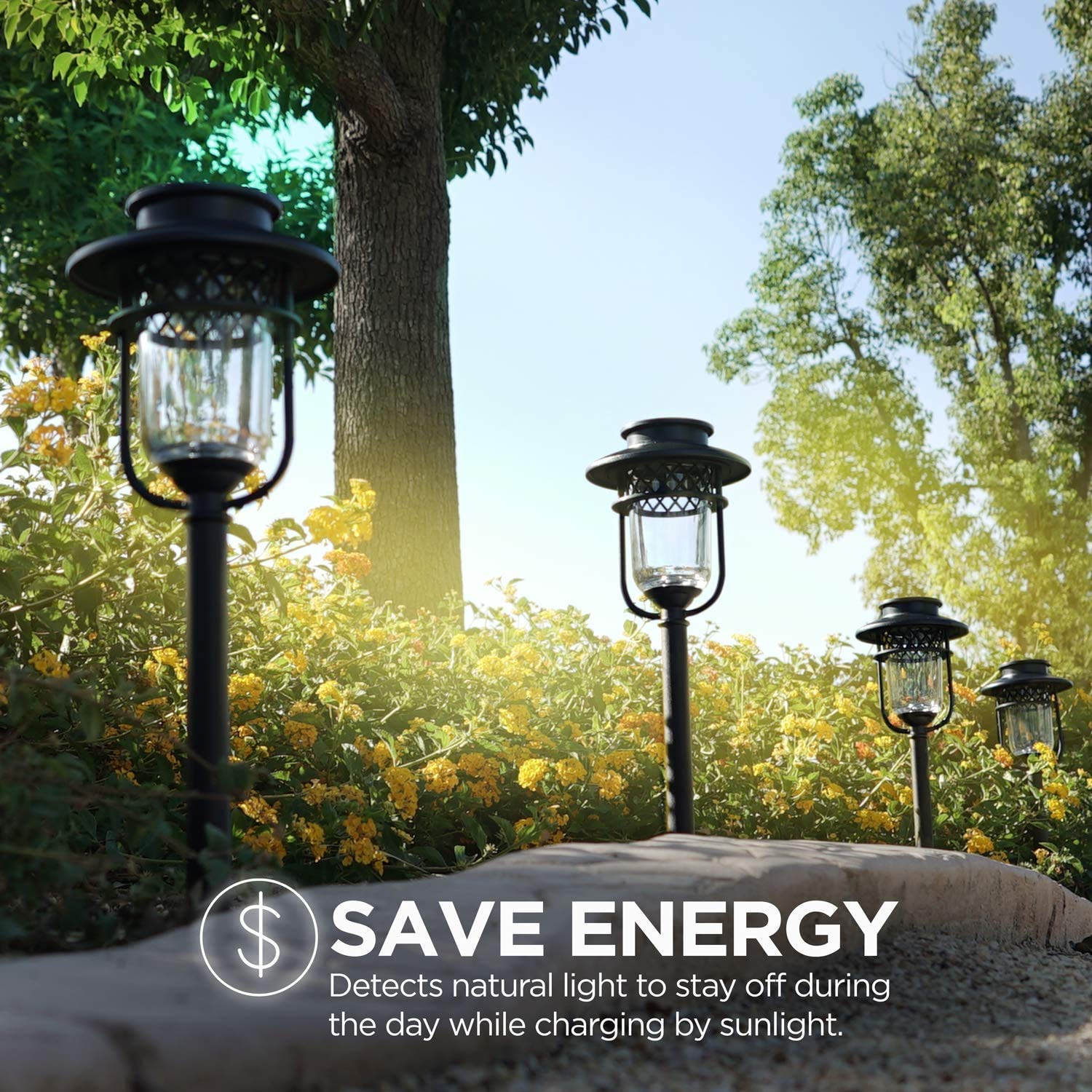 16-Pack Stainless Steel Solar Pathway & Garden Lights - Waterproof Outdoor Solar Glass Lights for Walkway, Patio, Yard, Lawn Decoration